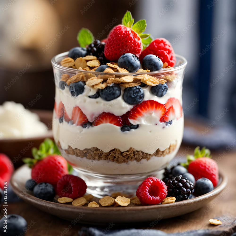 Patriotic Parfait - A Vibrant Blend of Vanilla Yogurt and Fresh Berries Patriotic Parfait - A Vibrant Blend of Vanilla Yogurt and Fresh Berries