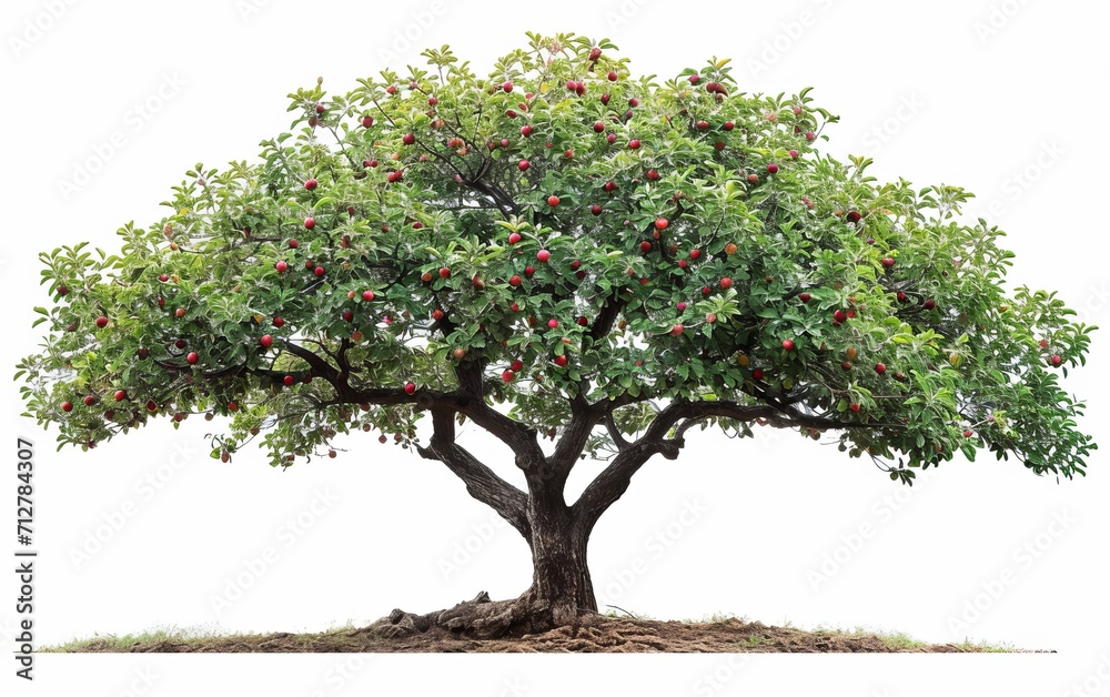 Antique apple tree, charming image isolated on crisp white background. Presenting the timeless beauty of nature.