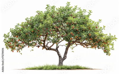 Antique apple tree, charming image isolated on crisp white background. Presenting the timeless beauty of nature.