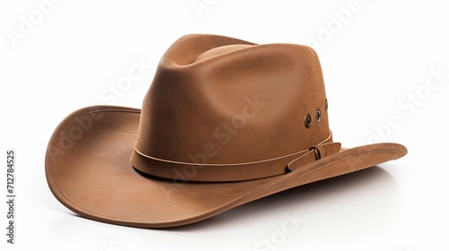 A brown cowboy hat on a white background, adding a touch of Western style to any outfit.