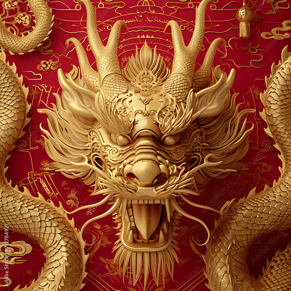 chinese new year golden dragon, lunar of the year