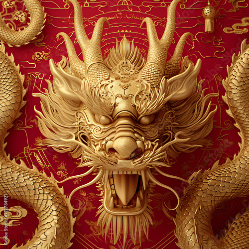 chinese new year golden dragon, lunar of the year