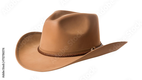 A tan cowboy hat, adding a touch of Western style to any outfit., isolated in the image.