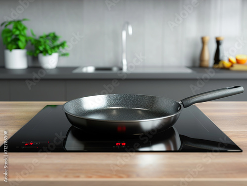 Large frying pan on top of a Touch Control Ceramic Hob