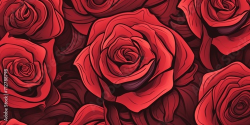 Rose cartoon illustration of a pattern with one break in the pattern