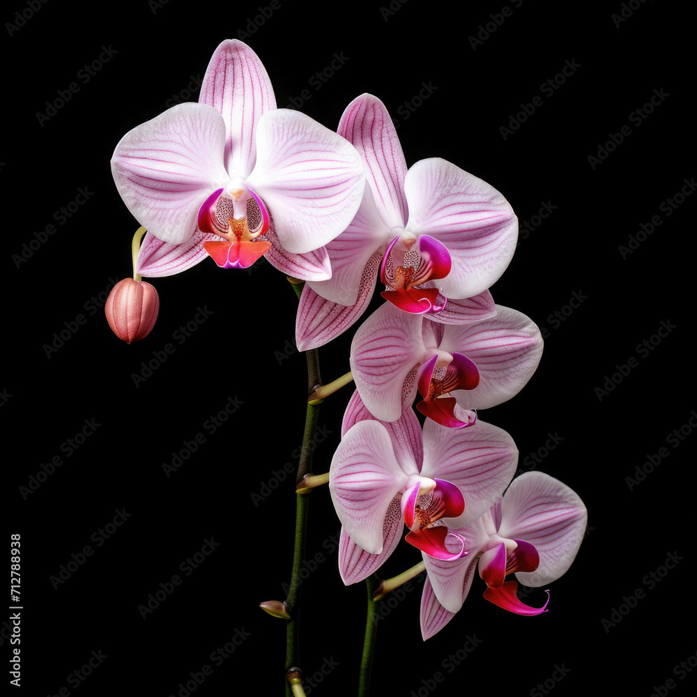Orchid Flower, isolated on black background Orchid Flower, isolated on black background