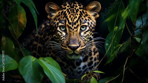 Majestic amur leopard portrait in natural habitat  wildlife photography