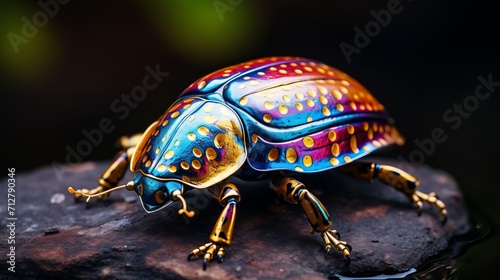 Close up macro shot of a beetle in wildlife photography, natural habitat, insect close up