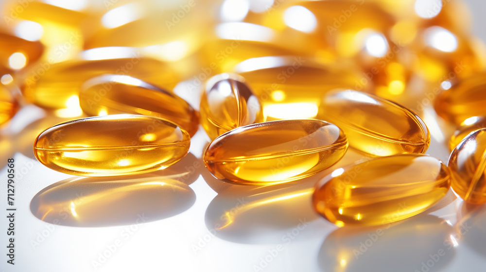 Cod liver oil omega 3 gel capsules close up. Fish oil capsules. Cod liver oil omega 3 gel capsules close up. Fish oil capsules.