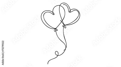 Two Hearts Continuous One Line Drawing. Valentines day concept.