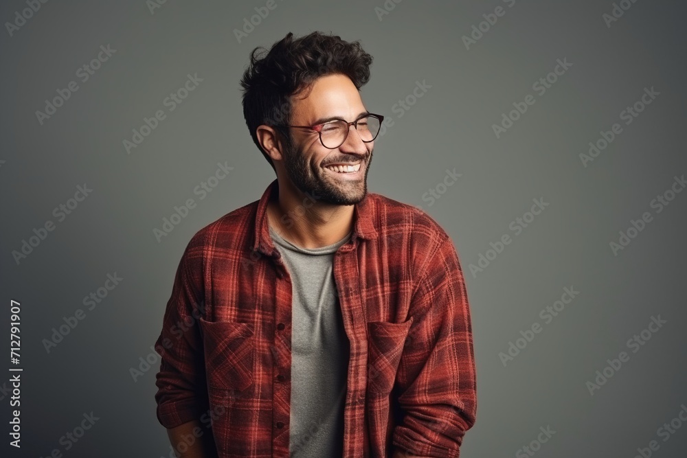 Portrait of a handsome young man in glasses smiling at the camera Portrait of a handsome young man in glasses smiling at the camera