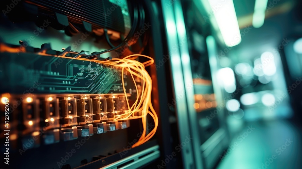 Detailed view of the intricate electrical wiring and circuit board