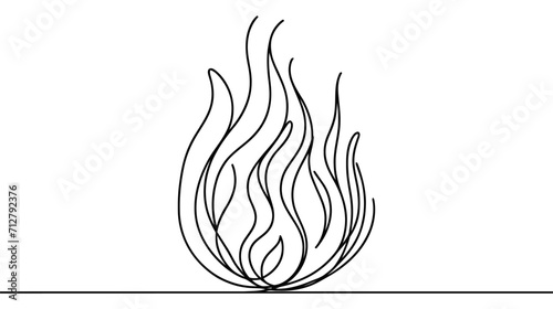 Continuous one line drawing of fire. Fire flame single line art vector illustration. Editable stroke