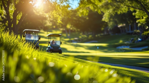 Golf Cart Driving Down Golf Course