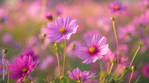 Field of cosmos flower