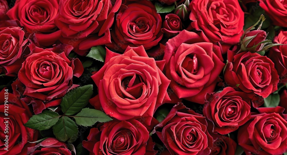 Romance in Red Roses bouquet, full frame, close-up, floral texture, velvety petals, various stages of bloom, romantic theme, rich color palette, floral background Bouquet of Passion Romance in Red Roses bouquet, full frame, close-up, floral texture, velvety petals, various stages of bloom, romantic theme, rich color palette, floral background Bouquet of Passion