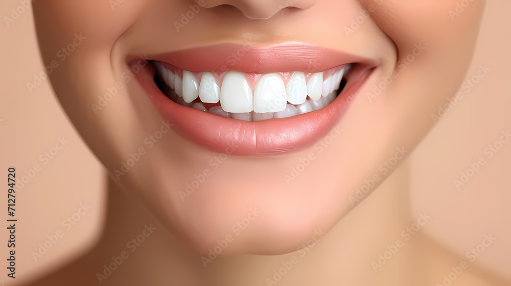 portrait photo of perfectly straight and white teeth on a person, plain color background portrait photo of perfectly straight and white teeth on a person, plain color background