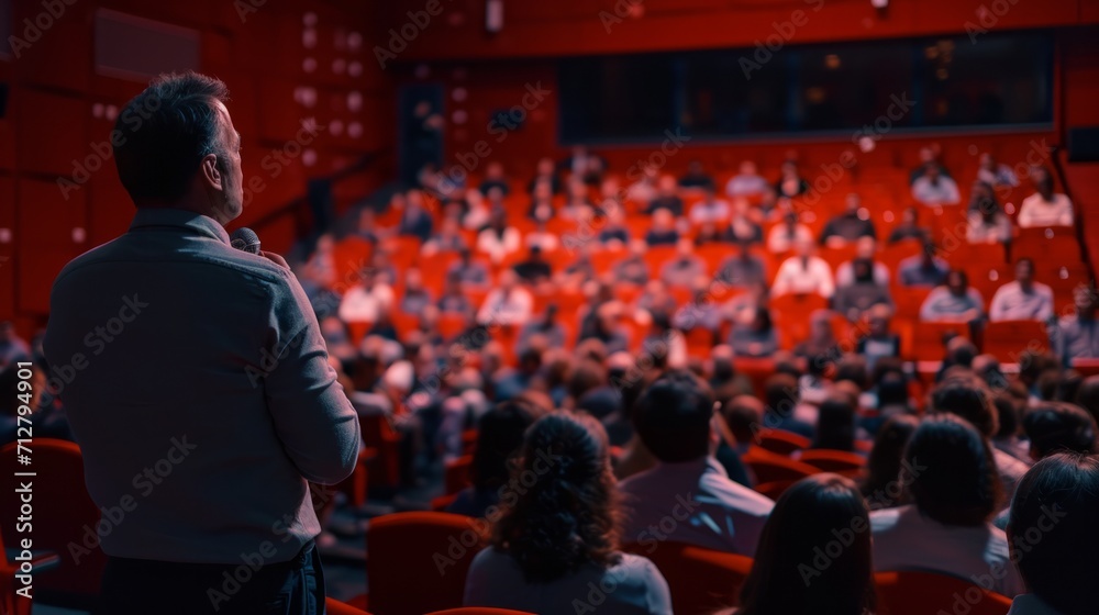 Man Standing in Front of Crowd at Event Man Standing in Front of Crowd at Event