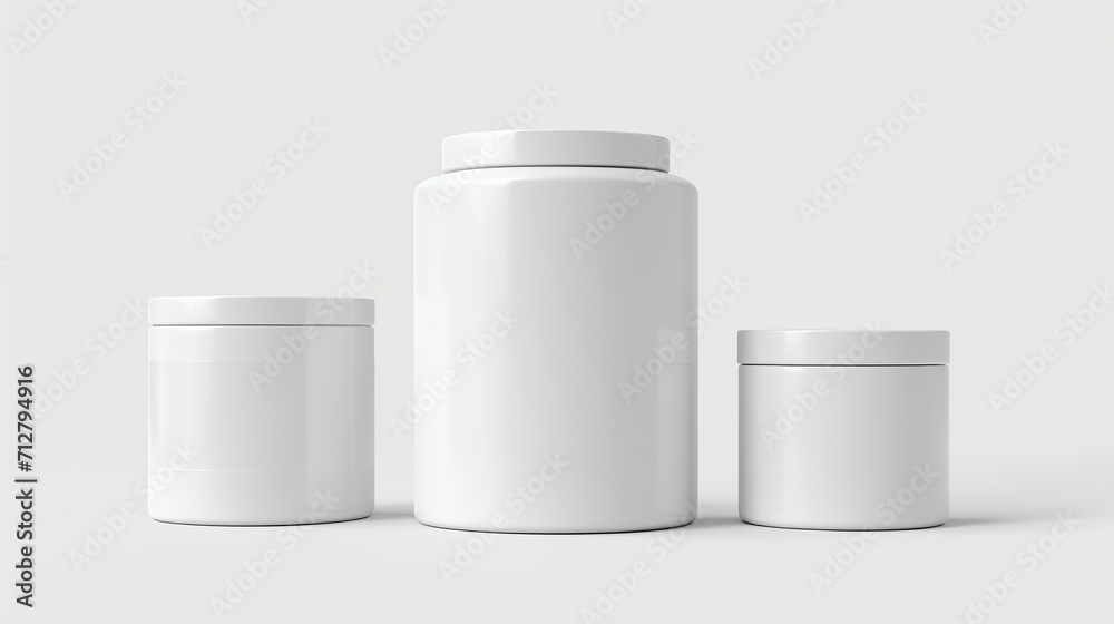 Cylinder package mockup. White Plastic round empty paper box for food soup tea coffee or cosmetic cream product isolated canister mockup. Generative AI Cylinder package mockup. White Plastic round empty paper box for food soup tea coffee or cosmetic cream product isolated canister mockup. Generative AI