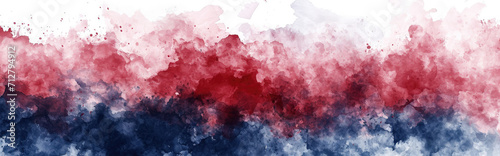 Watercolor abstract background on white canvas with dynamic mix of dark red and dark blue colors, banner, panorama photo