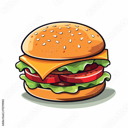 Hamburger in cartoon  doodle style. Image for t shirt. Isolated 2d vector illustration in logo  icon  sketch style  Eps 10. AI Generative