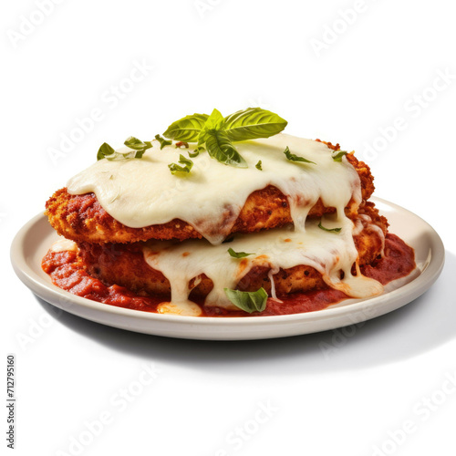 Chicken Parmesan isolated on white background