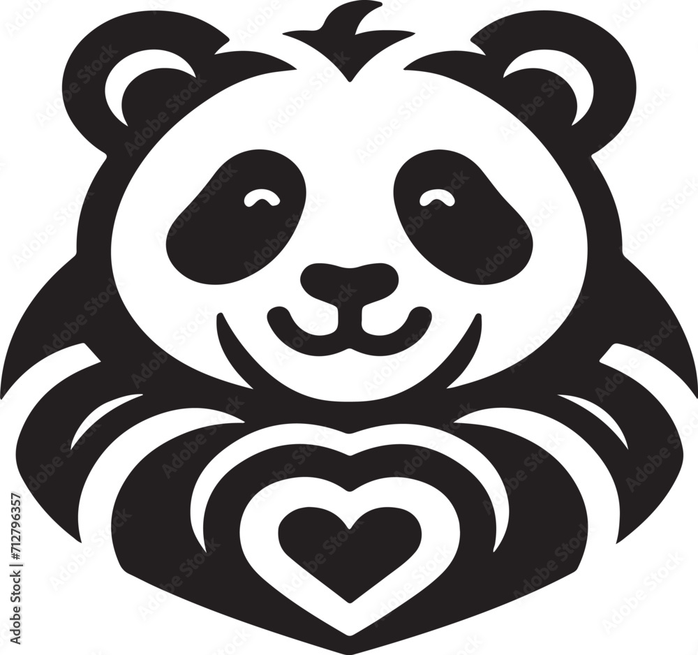 panda bear with heart vector art design panda bear with heart vector art design
