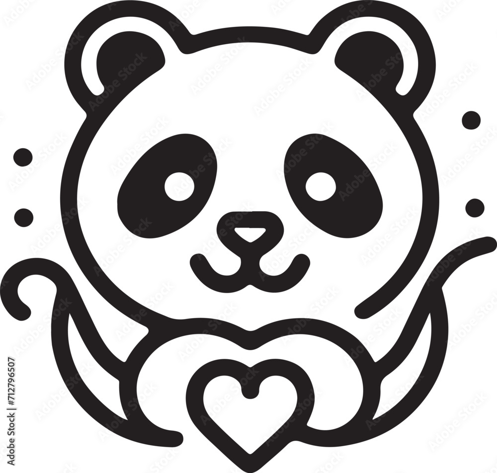 Fototapeta premium panda bear with heart vector art design