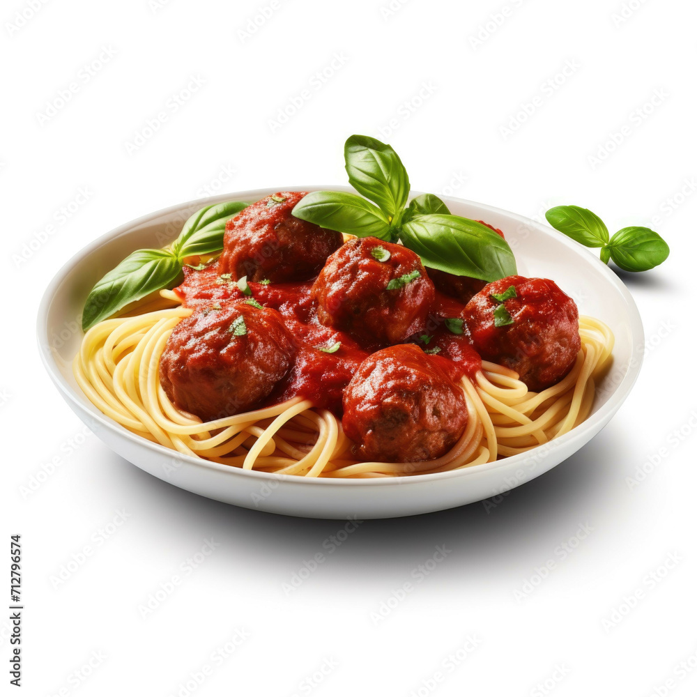 Spaghetti and Meatballs isolated on white background Spaghetti and Meatballs isolated on white background