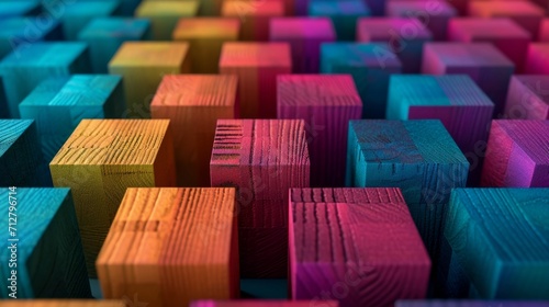 Close Up View of Colorful Wooden Blocks photo
