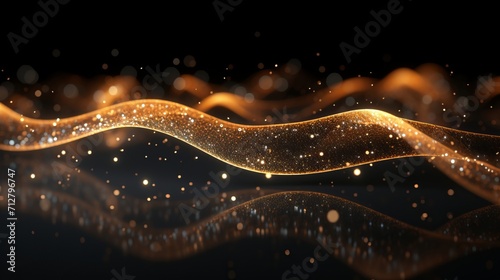 Vibrant particle wave with sound visualization on abstract background, futuristic concept. photo