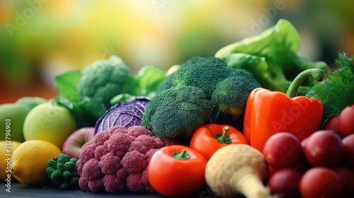 Closeup of a set of colorful fruits and vegetables  highlighting the benefits of a balanced and nutritious diet for overall health.