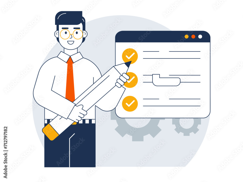 Flat vector design of statistics and data analysis. Modern flat design illustration of data analysis. Vector illustration of analysis.	
