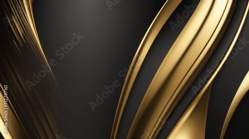 Fondo de oro negro lujoso abstracto. Vector de plantilla de banner oscuro moderno con patrones de formas geométricas. Diseño gráfico digital futurista. photo
