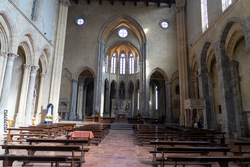 interior of the Basilica of Parrocchiale san Lorenzo maggiore in Naples-Italy