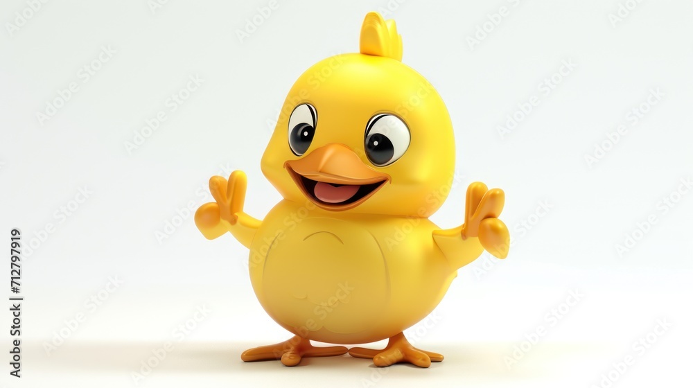 Happy funny chick. Yellow bird. Isolated on white background. Ideal for childrens illustration, Easter greeting, postcard, scrapbooking