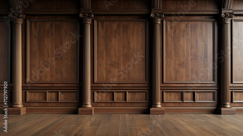 Empty Room With Wood Paneling and Wooden Floors