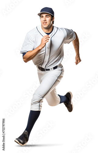 baseball player running on isolated background
