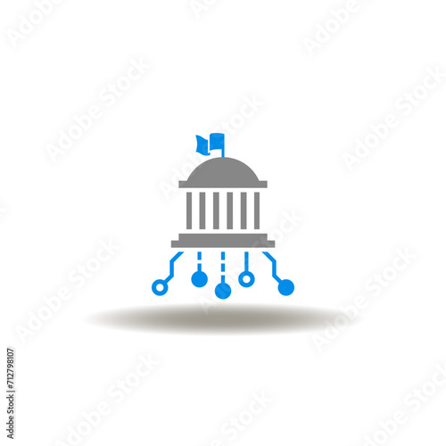 Vector illustration of build court or governance with circuit pattern. Icon of online public sector, web governance administration. Symbol of digital government.