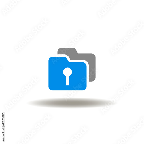 Vector illustration of directories with lock keyhole. Icon of top secret. Symbol of secrecy. Sign of confidential information.