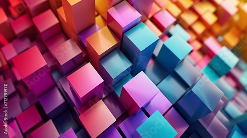 Abstract Multicolored Background With Squares and Rectangles