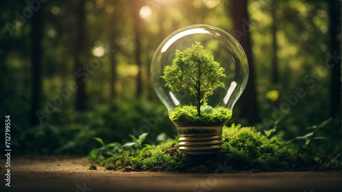 Green Radiance Saving Energy and Environment - Tree Growth in Light -generative AI