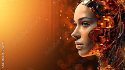 powerpoint background Generative AI presentation, robot, automation, cyborg, electronic. wallpaper and background.