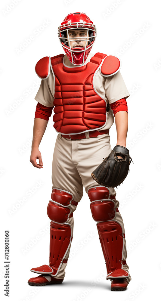 baseball catcher in full protective gear