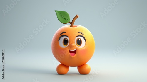 A cut cartoon peach fruits character Ai Generative