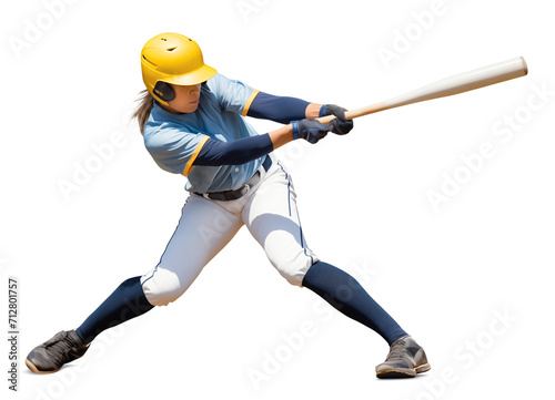 Obraz na płótnie woman softball batter mid swing to hit a ball w salonie