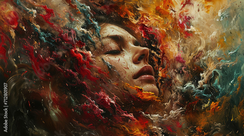 Dreamy Colorful Woman's Portrait in Oils