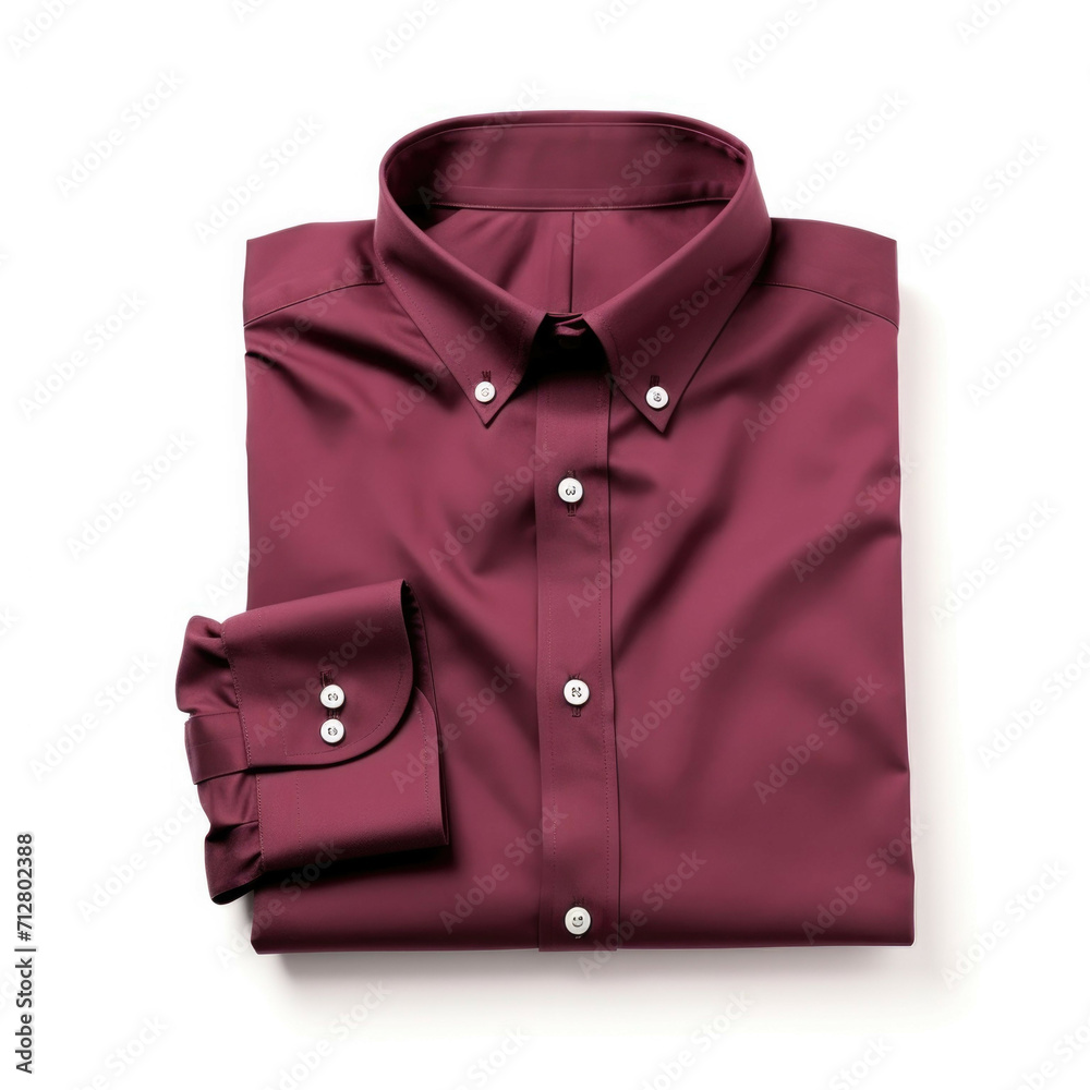 Bordeaux Button-Down Shirt isolated on white background Bordeaux Button-Down Shirt isolated on white background