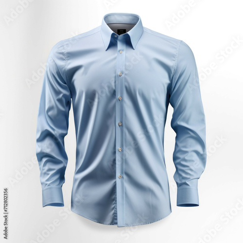 Blue Button-Down Shirt isolated on white background