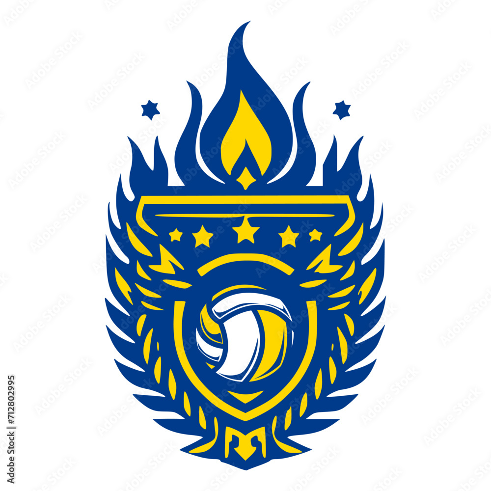 Volleyball logo emblem with fire vector Volleyball logo emblem with fire vector